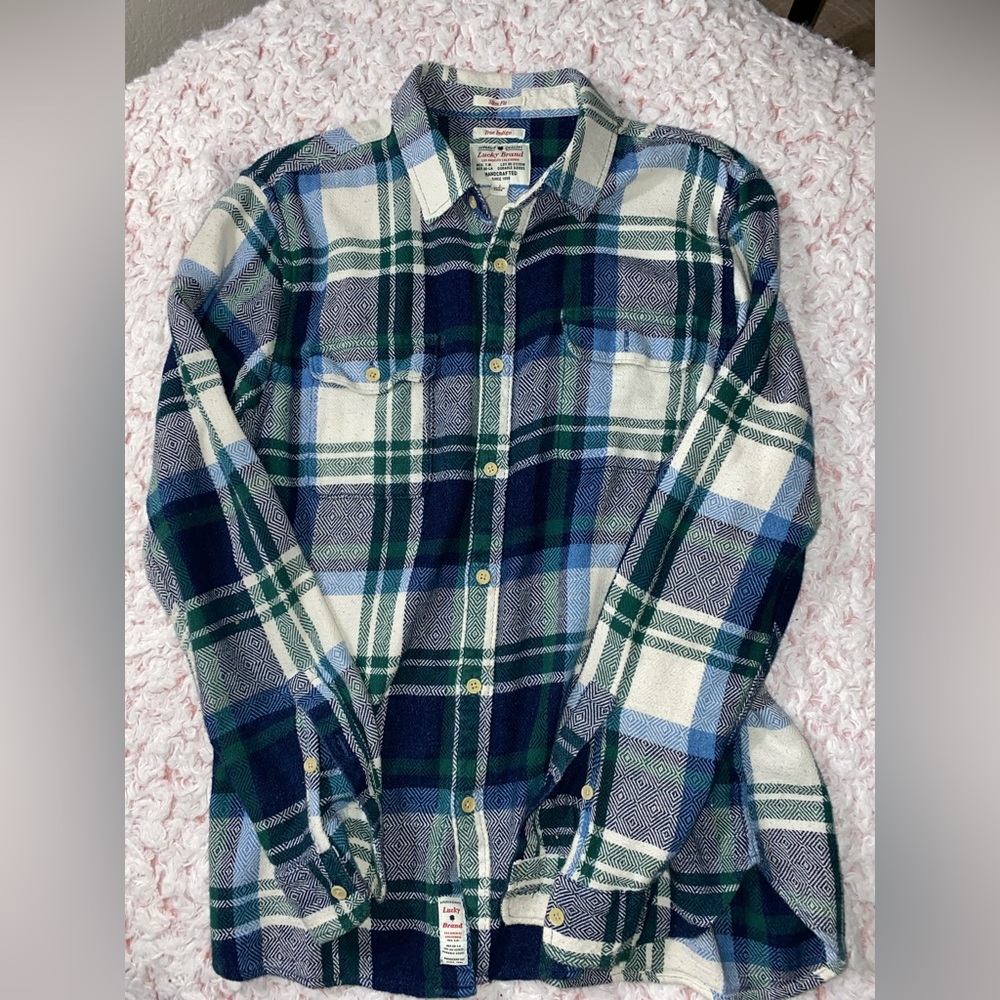 Lucky brand “True indigo” flannel button down “L” slim fit